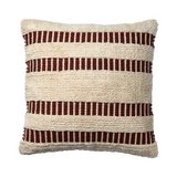 Textured pillow cushion with brown  red stripes on a white background
