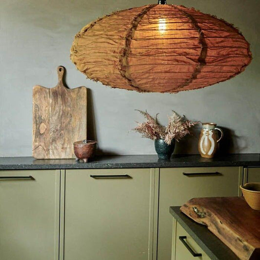 Frayed Earth Linen Pendant Shade - L - Flo & Joe