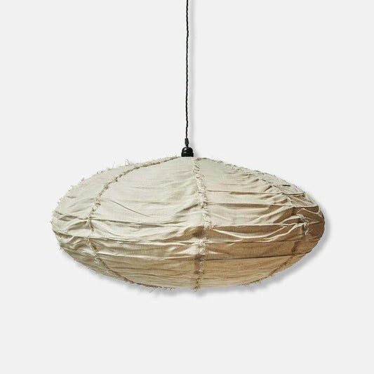 Frayed Stone Linen Pendant Shade - L - Flo & Joe