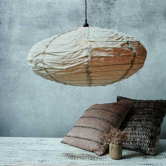 Frayed Stone Linen Pendant Shade - L - Flo & Joe