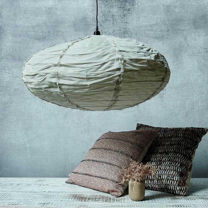 Frayed Stone Linen Pendant Shade - L - Flo & Joe