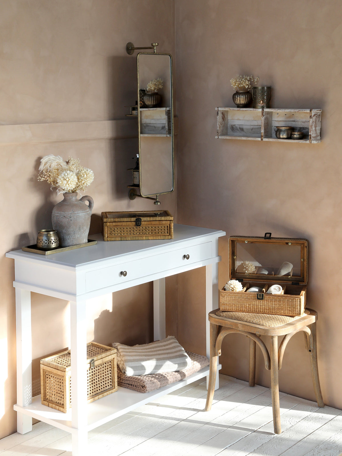 French wicker wooden stool   flo & joe