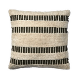 Textured 50 cm scatter cushion with green  horizontal stripes on a white background