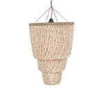 Beaded chandelier with natural material on a white background