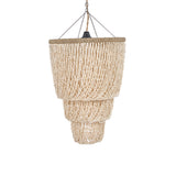 Beaded chandelier with natural material on a white background