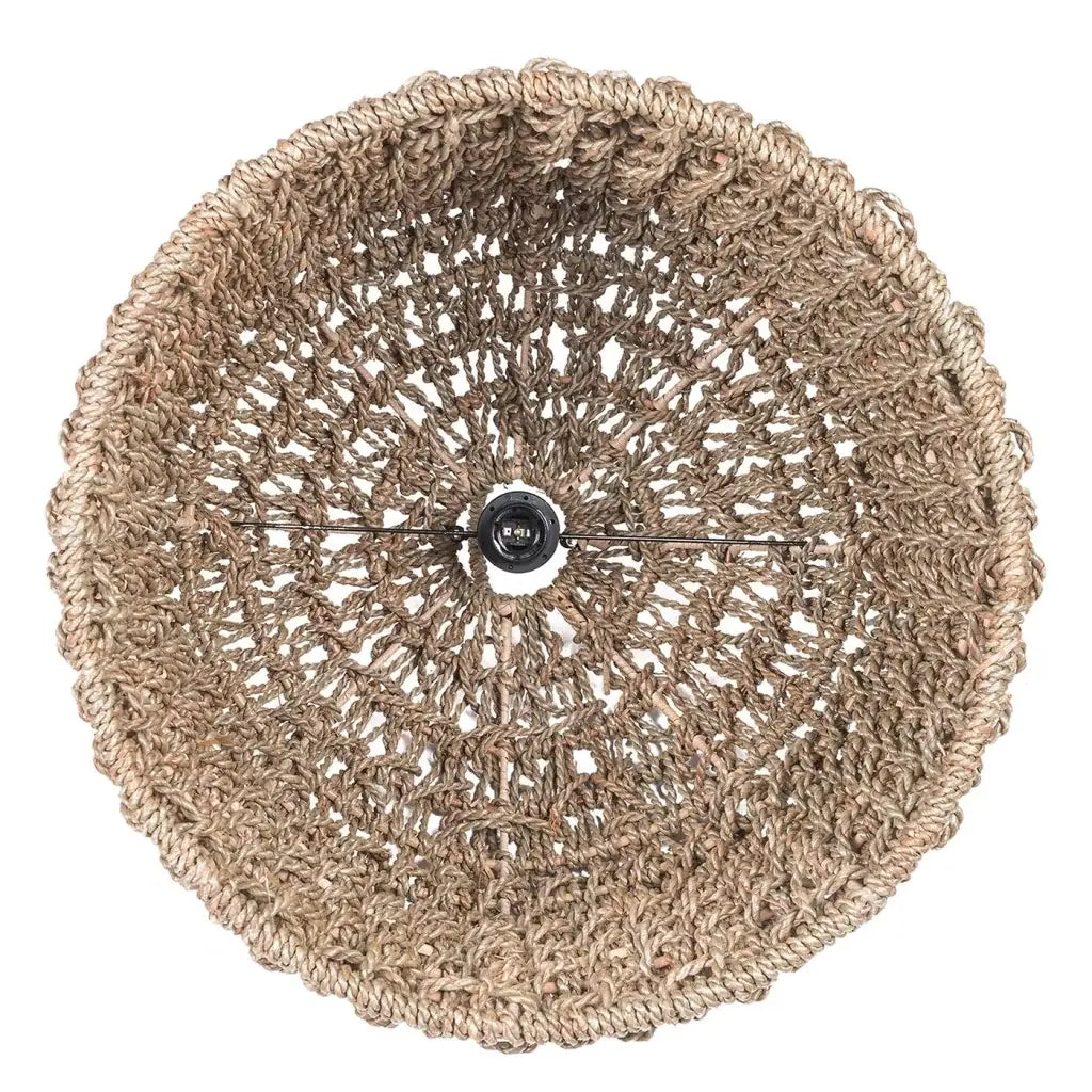 Woven wicker dome light shade internal bulb holder
