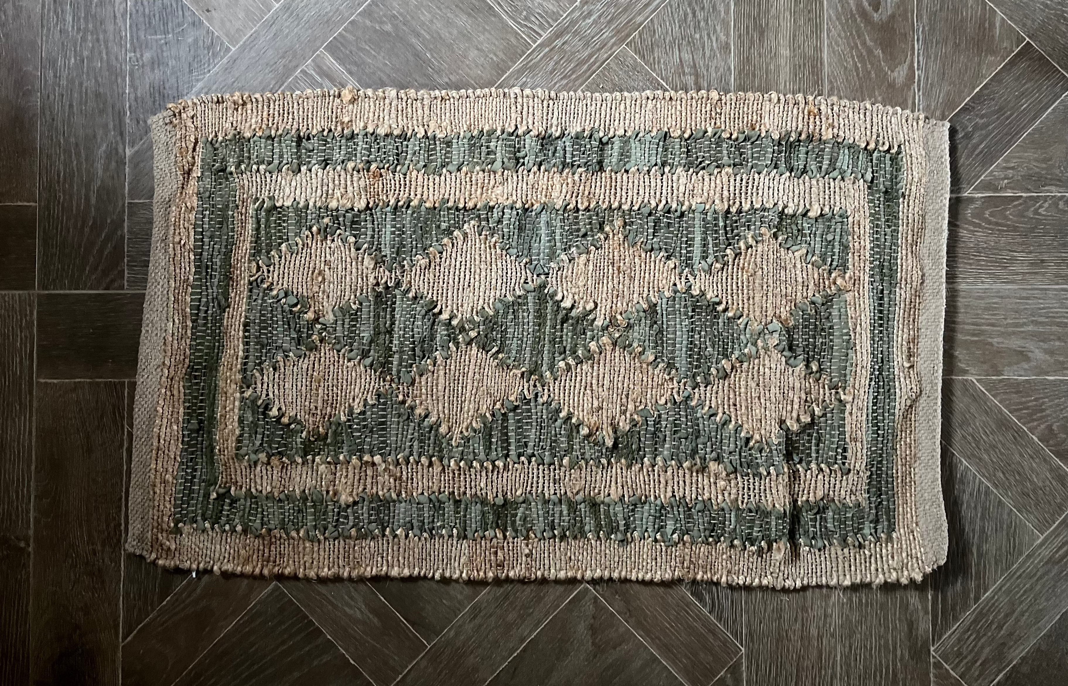 Jute & Leather Mat - Green - Flo & Joe