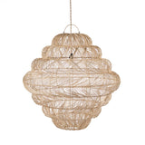 Extra large rattan pendant light on a white background