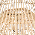 Close-up of a woven rattan lampshade