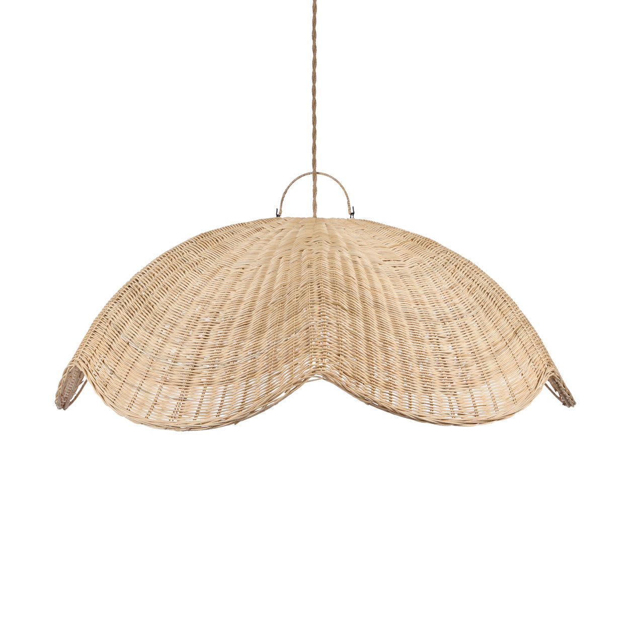 oversized Wicker rattan pendant light chandelier on a white background - Flo & Joe