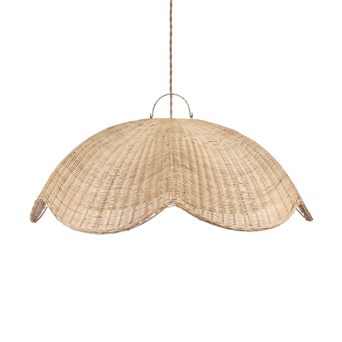 Oversized wicker rattan pendant light chandelier on a white background   flo & joe