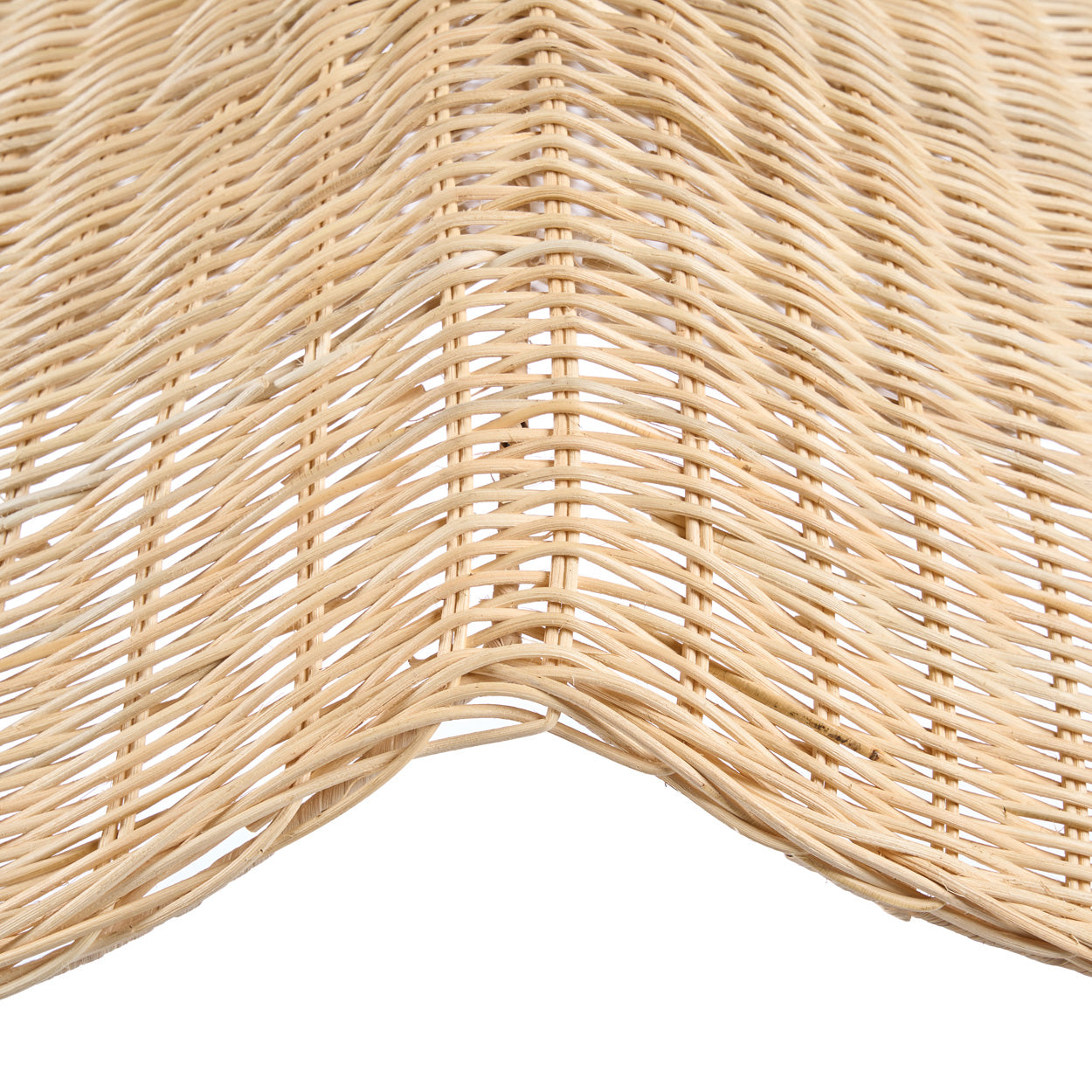 Close-up of oversized Wicker rattan pendant light chandelier on a white background - Flo & Joe
