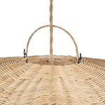 Close-up of an oversized Wicker rattan pendant light chandelier ceiling cable
 - Flo & Joe