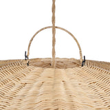 Close-up of an oversized Wicker rattan pendant light chandelier ceiling cable
 - Flo & Joe