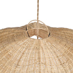 Wicker pendant light with a white background