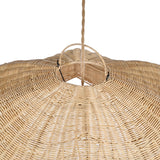 Wicker pendant light with a white background