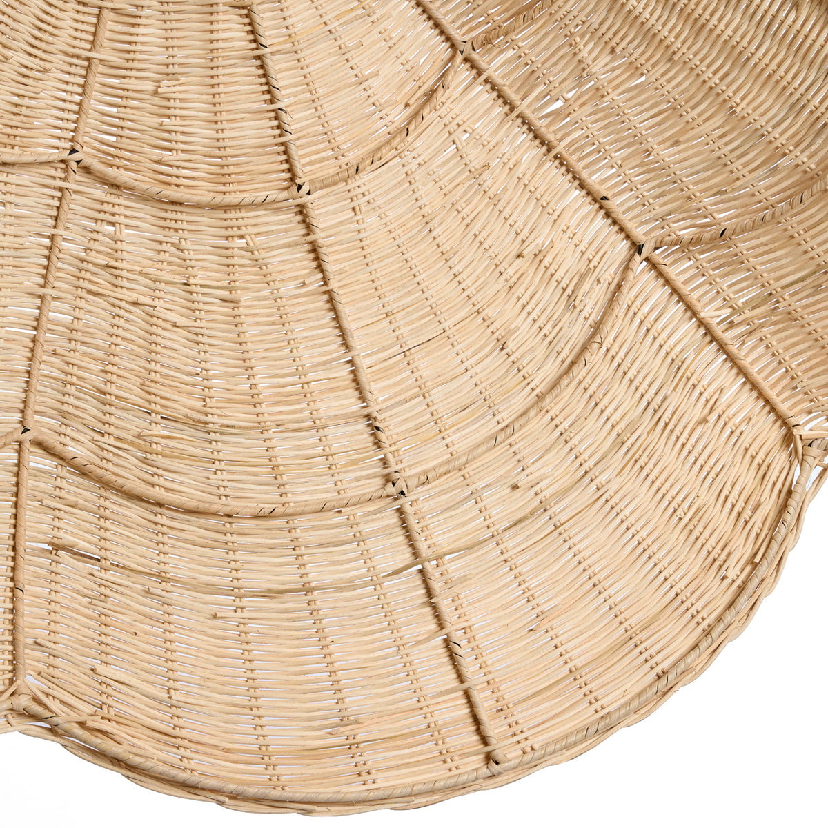Close up of a wicker rattan large pendant light shade