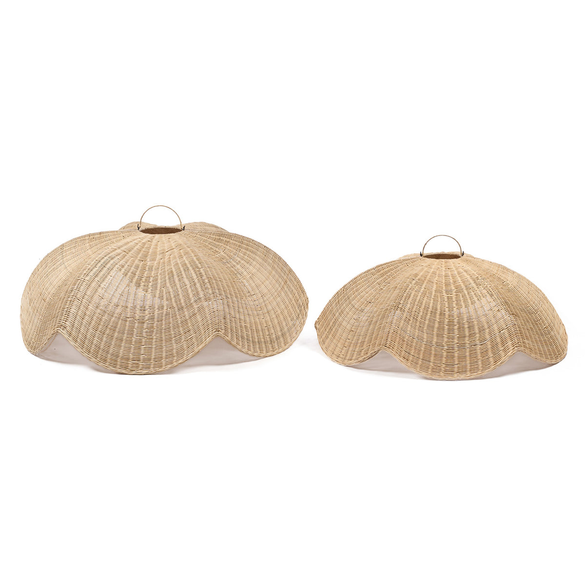 Two oversized wicker rattan pendant light  statement lighting   flo & joe
