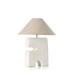 White Architectural  Table Lamp With Linen Cone Light Shade