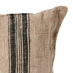 natural linen cushion cover with black stripes