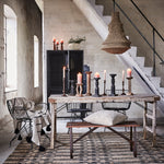 Eclectic dinging room with long Rope Pendant Shade - Flo & Joe