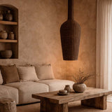 Cozy living room Woven wicker rattan vase shape Pendant light  - Flo & Joe