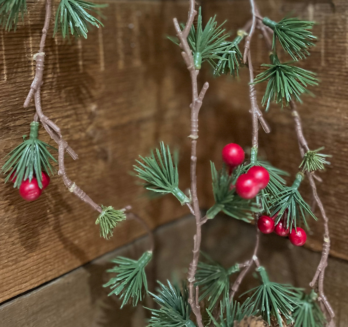 Pine cone & cedar garland with berries   flo & joe