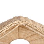 Close-up of a woven rattan lightshade