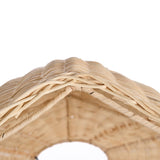 Close-up of a woven rattan lightshade