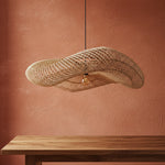 oversized large rattan pendant ceiling light over kitchen table island