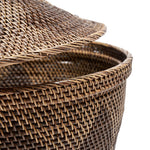 Handmade woven rattan basket with lid