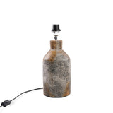 Glazed terracotta Table lamp with a textured ceramic base on a white background