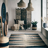 170 x 240 cm Large cotton surface rug in an earthy palette of brown, cream and black