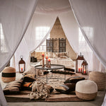 The Element Rug - M - Flo & Joe 170 x 240 cm Large cotton surface rug in an earthy palette of brown, cream and black