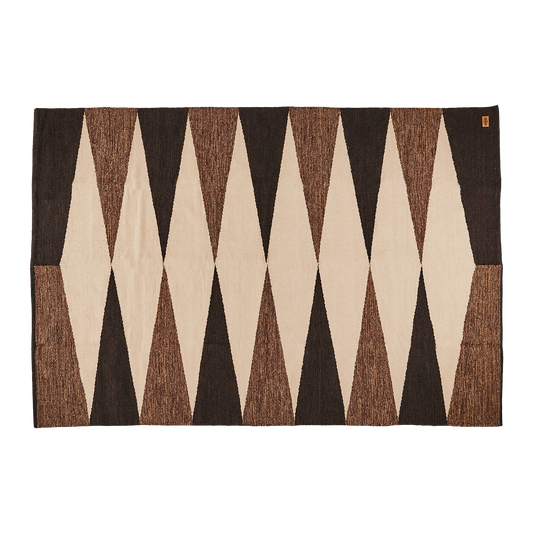 170 x 240 cm Large cotton surface rug in an earthy palette of brown, cream and black
