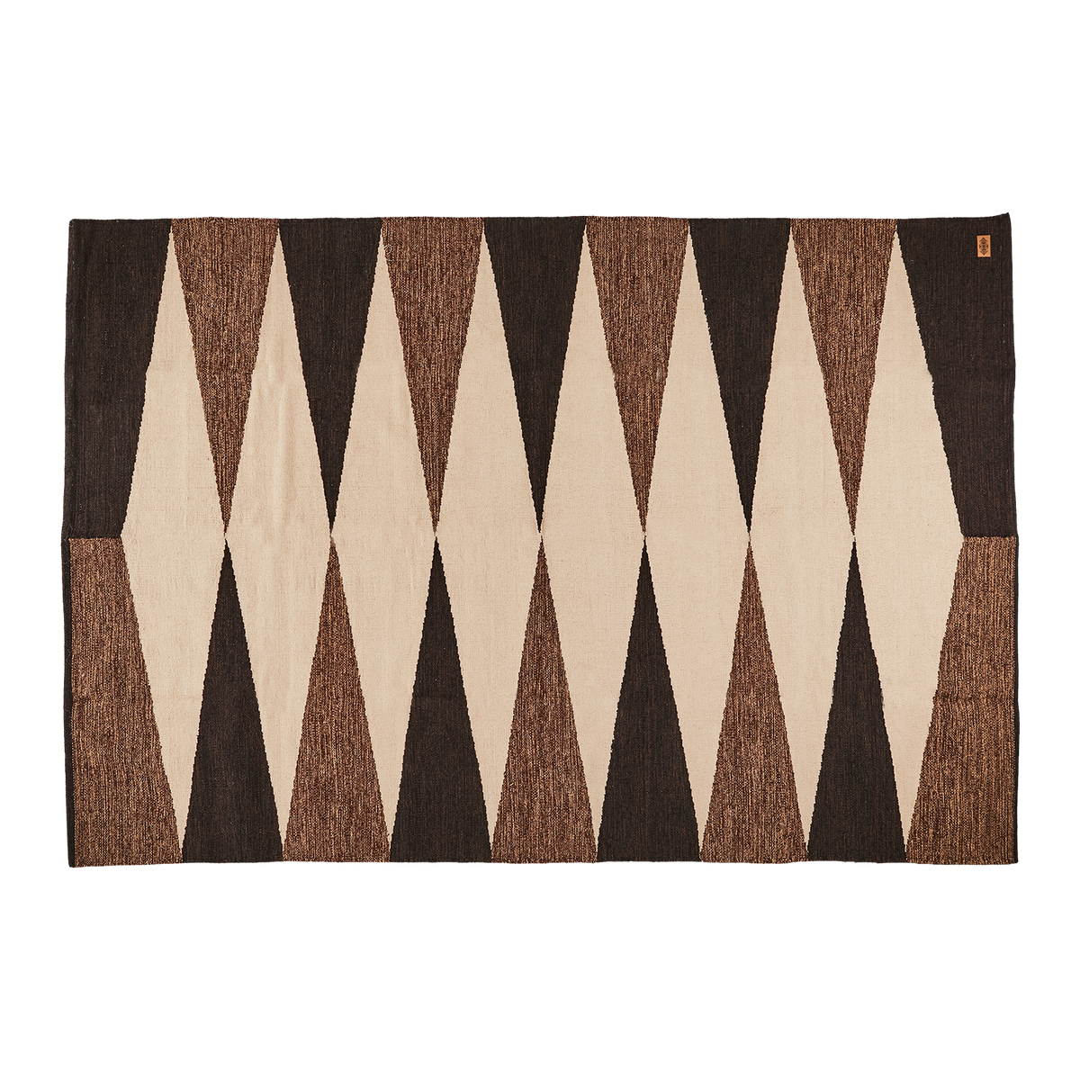 170 x 240 cm Large cotton surface rug in an earthy palette of brown, cream and black