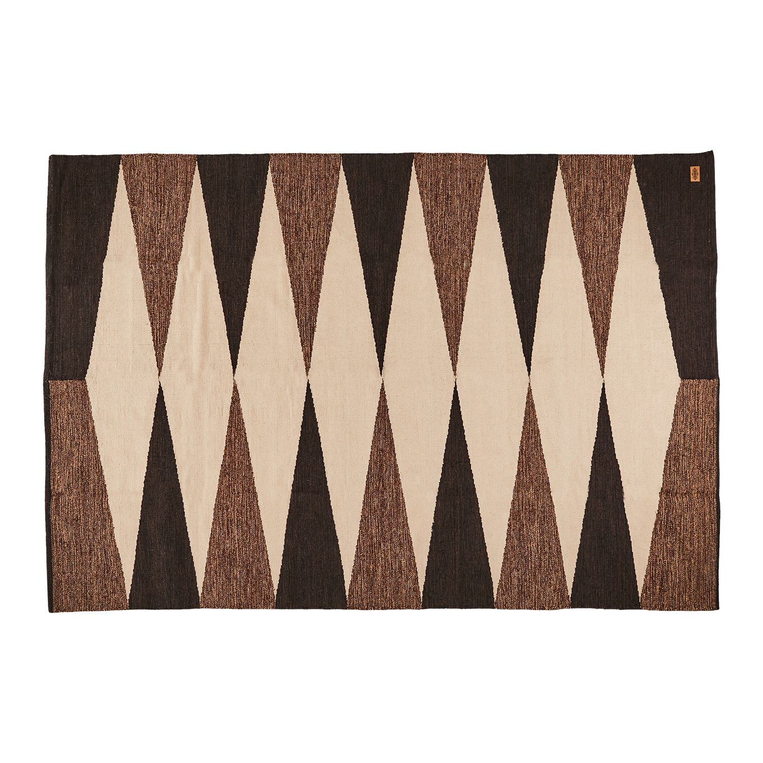 170 x 240 cm Large cotton surface rug in an earthy palette of brown, cream and black