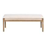 The Loire long Wooden Bench with cream linen upholstered seat - Flo & Joe