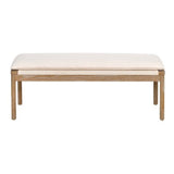 The Loire long Wooden Bench with cream linen upholstered seat - Flo & Joe
