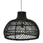 Round Black Rattan Ceiling Pendant Light Shade - Flo & Joe UK Store