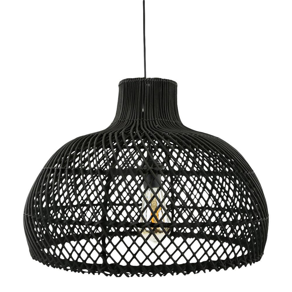 Round black rattan ceiling pendant light shade   flo & joe uk store