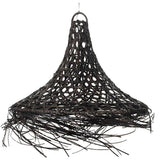 Black Rattan Pendant Light Shade with Fringing