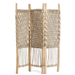 The Room Divider - Natural wood and seagrass folding panelled modesty screen
