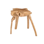 Wooden stool with a natural, organic design on a white background