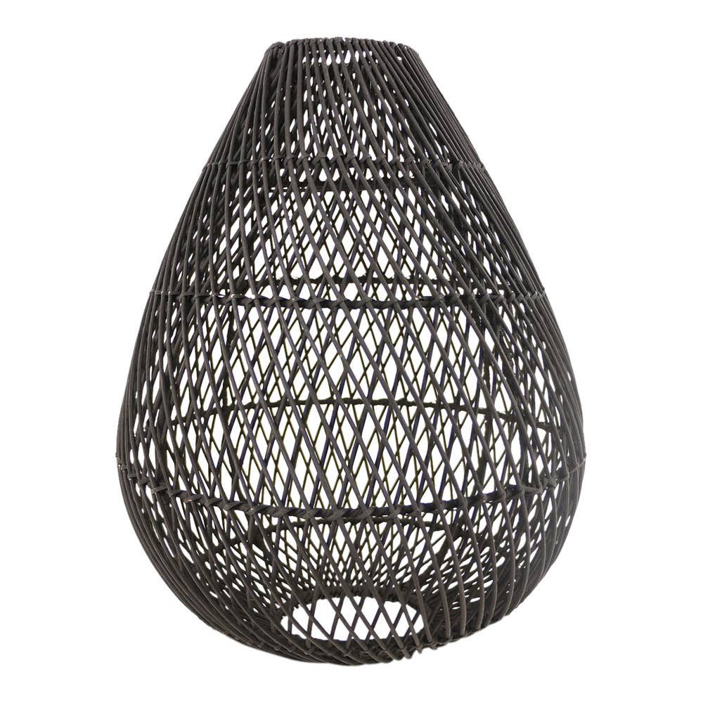 Black Rattan Pendant Light shade Teardrop Shape 3 sizes Flo & Joe Uk Store
