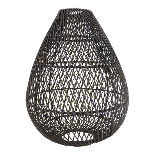 Black Rattan Pendant Light shade Teardrop Shape 3 sizes Flo & Joe Uk Store
