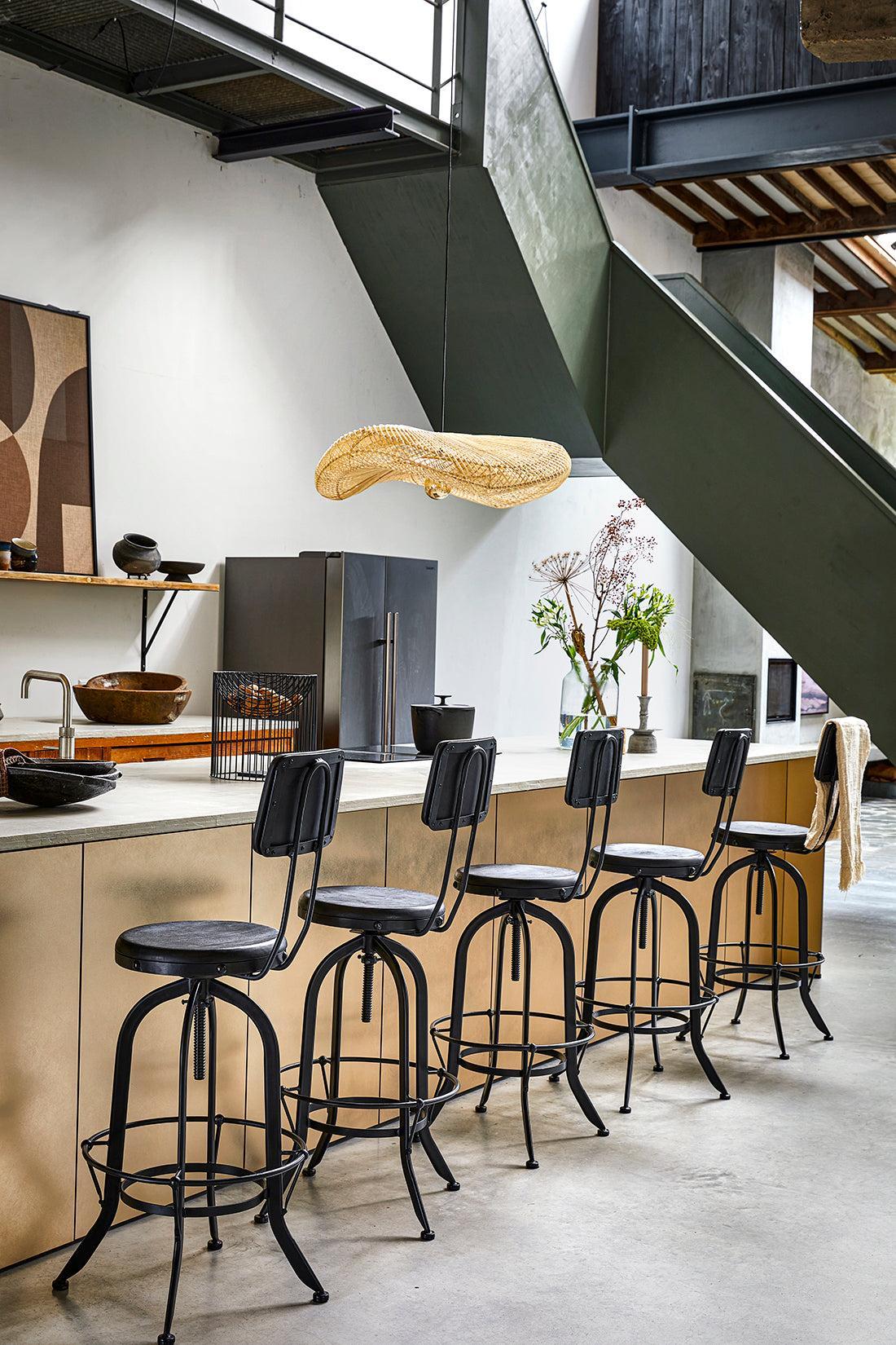 Large Rattan Wave Pendant  Light - Natural - 71cm - in Kitchen