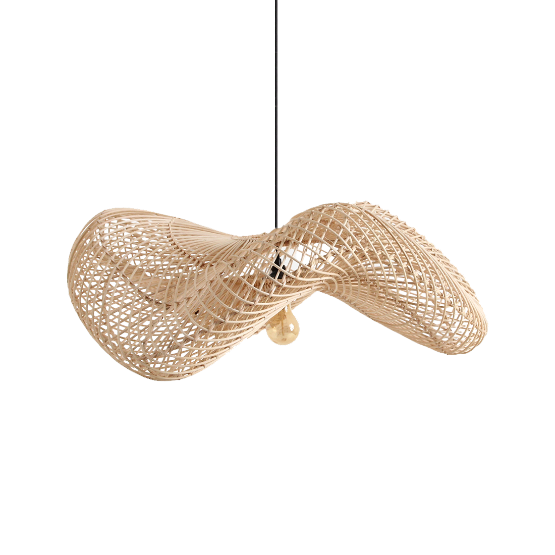 The Large Rattan Wave Pendant - Natural - 71cm - Flo & Joe