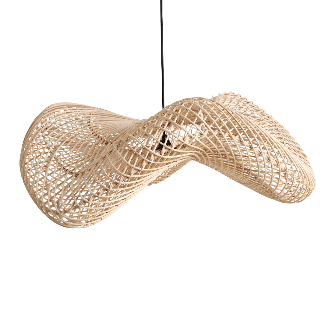 TheLarge Rattan Wave Pendant - Natural - 71cm - Flo & Joe