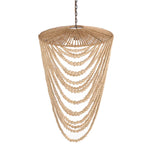 wooden Beaded chandelier with a white background